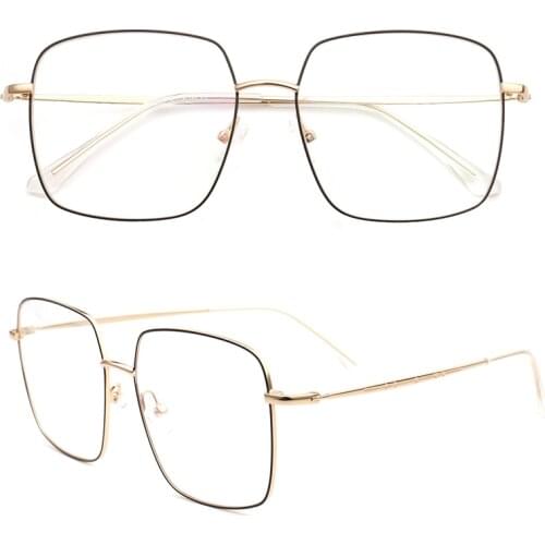 Women Oversize Metal Eyeglass Frame men Square Retro Fashion Glasses frames light vintage big square eyeglasses frames eyewear