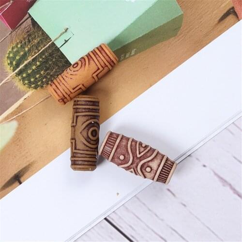 Wooden grain acrylic Hair Beads Big Hole Dreadlock Ring Tubes Dread Bead Wood Hairstyles Braiding Hair Accessories