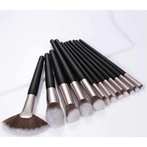 New 12 Pcs Beginner Makeup Brush Set Concealer Powder Eyebrow Lip Blush Eye Shadow Beauty Makeup Tool Wooden Handle Portable