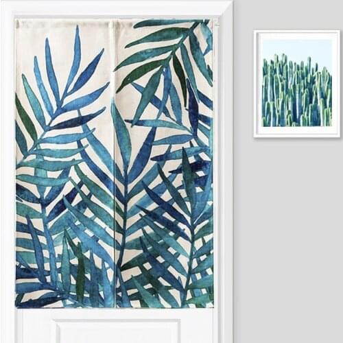 Door Curtain Mount Fuji Door Valance Green plant Printed Half Open Curtain Partition Curtain kitchen Curtain Room Decoration