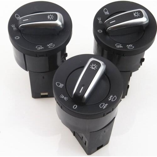 FHAWKEYEQ 3 x Chrome Car Headlights Switch Fog Lights Knob For VW Bora Beetle Gti Golf Jetta MK4 Passat B5 3BD941531A 1C0941531A