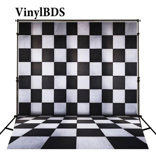 VinylBDS Photography Backdrops Newborn Baby Black And White Grid Fondo Navidad Chess Board Backgrounds For Photo Studio