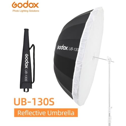 Godox UB-130S 51 inch 130cm Parabolic Black Reflective Umbrella Studio Light Umbrella with Black Silver Diffuser Cover Cloth