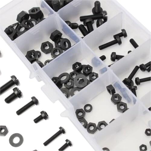 Hot Sale 150Pcs M2 M2.5 M3 M4 M5 Nylon Hex Screw Bolt Nut Standoff Assortment Spacer Kit Black