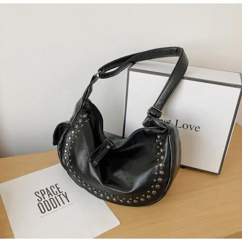 PU Leather Brand Designer Shoulder Simple Bags For Women 2020 Rivet Luxury Crossbody Bag Female Fashion Small Handbags Sac