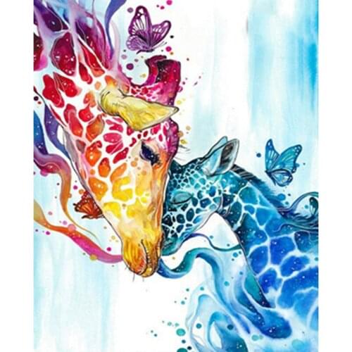 Painting By Number40X50 50x65CMGiraffe Mother And Child Animal Wall Art Gift DIY Pictures By Numbers Canvas Kits Home Decoration