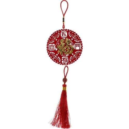 Red Felt Chinese Fu Knot Lucky Oriental Pendant Tassels Lucky Fortune Blessings for Spring Festival Gifts