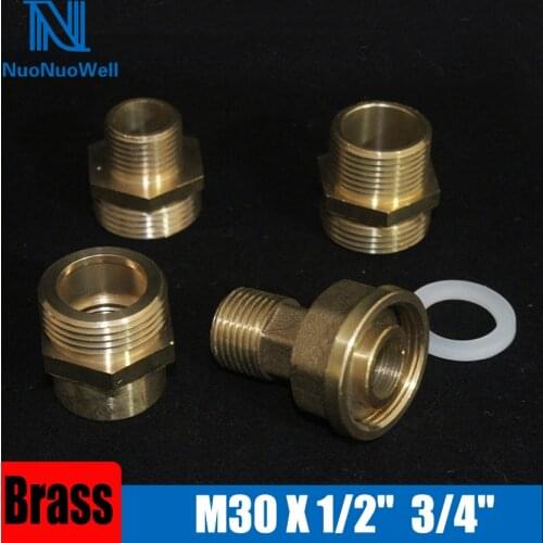 NuoNuoWell 1PC Brass Adapter Bathroom Kitchen Pipe Thread Tool M30 X 1/2'' 3/4'' Gas Pipe Fittings Cooper Connector