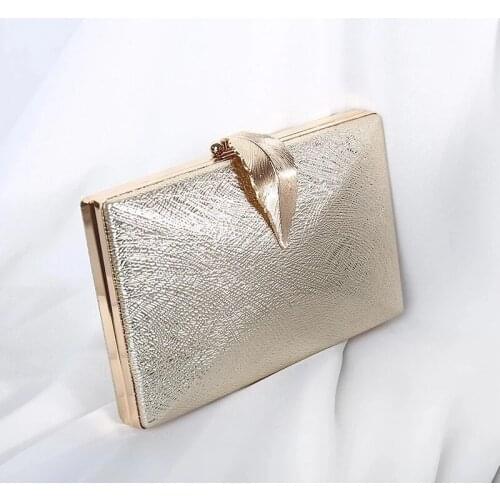 Luxy Moon Womens Wedding Clutch Bag Gold Purse Ladies Handbag Party Purse For Bridal Metal Leaf Lock Shoulder Bag ZD1524