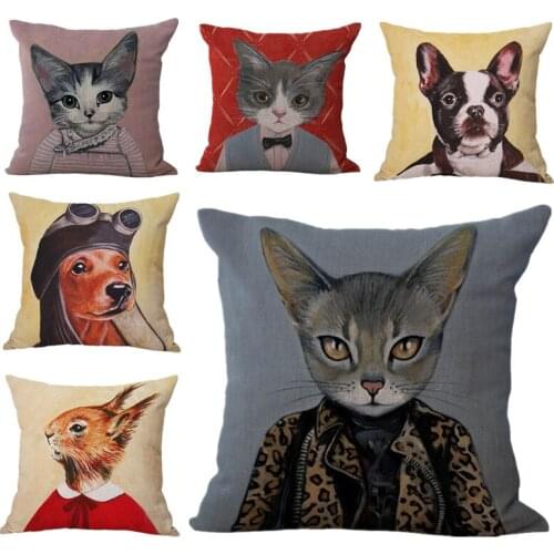 Cute Dog sofa pillow covers decorative cat animal Linen Throw Pillow Case cushion cover pillow Sofa Home Decor Pillowcase