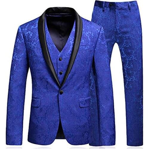 2020 Blue Mans Suit For Wedding Evening Dress Party Prom Dress Best Man Wear Groom Wear Three Pieces Suits(Jacket+Pants+Vest)