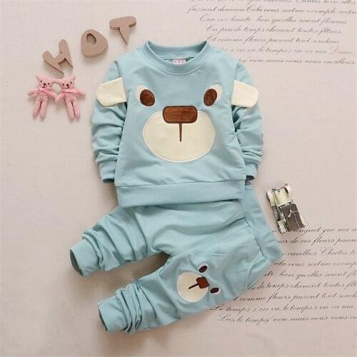 Baby clothes set spring autumn cute cartoon bear sweater pants 2 pieces baby boy casual cotton suit baby children clothes girls