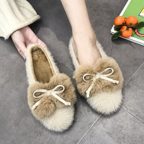 2020 New Fluffy Plush Slippers Ladies Soft Furry Super Warm Lazy High Quality Indoor Slippers Non-slip Casual Plush Shoes B22-25