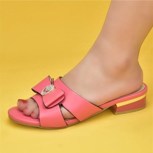 New Arrival Elegant Women Slip on Low Shoes Decorated with Rhinetone Open Toe Shoes Plus Size Women Shoes 43 Patent Leather