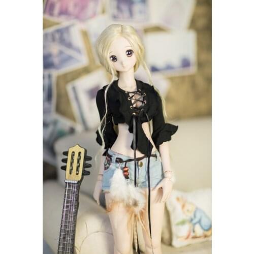 BJD doll clothing Suitable for 1/3 1/4 Uncle size fashion black and white sexy tie long sleeve top doll accessories