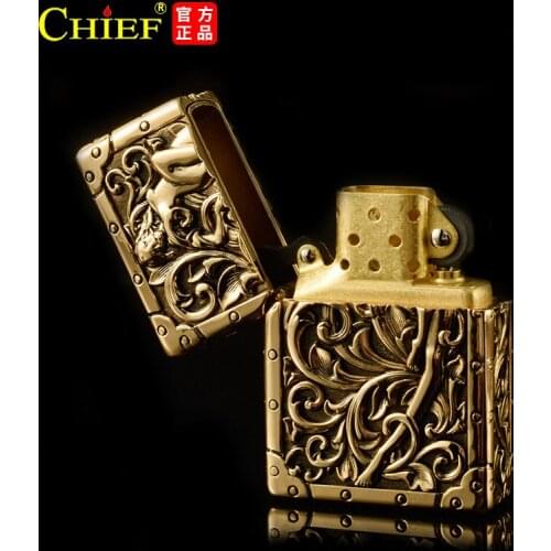 Original Chief Flower Fairy Kerosene Lighter Carving Pattern Three-dimensional Relief Plus Heavy Armor Machine Wooden Box