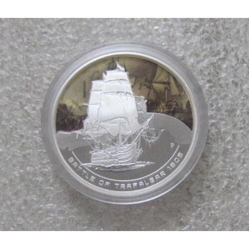Real Rare Silver Original Coin Collection Cook Islands 2010 1 Yuan naval battleship color exquisite commemorative silver coin