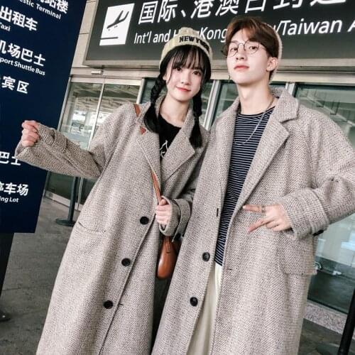 New Mens Loose Casual Wool Blend Coat Single Breasted Casual Black Gray Apricot Outwear M45