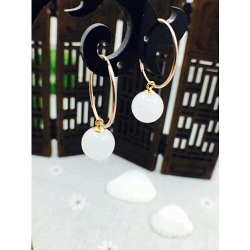 SHILOVEM 18k yellow gold Natural white Jasper drop earring classic fine Jewelry women wedding gift wholesale yze080808agby