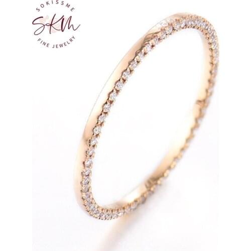 SKM Delicate diamond rings for women 14k 18k rose gold Engagement wedding rings designer Promise Bride Gift