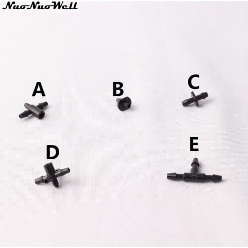 20pcs 3/5mm Tee Coupling Water Pipe Connectors Fittings Casting Watering Parts Micro Irrigation Systems Water Hose Splitters