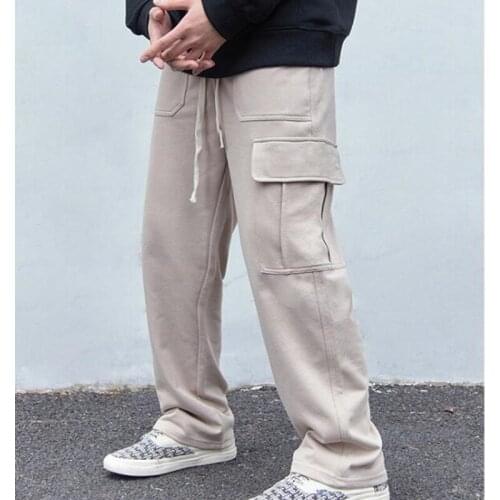 Hip Hop Sweatpants Men Streetwear Big Pocket Cargo Pants Casual Straight Loose Baggy Trousers