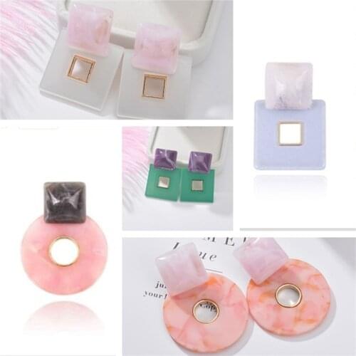 2019 Fashion Pink Fancy Color Resin Drop Earrings For Women Girls ZA Wedding Jewelry New Designs Dangle Statement Earrings Gifts