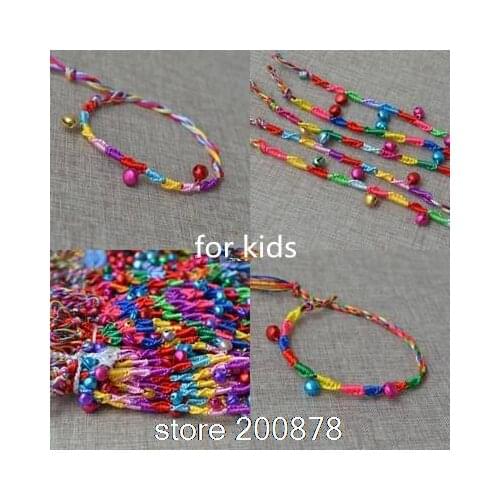 BB-018 Tibetan handmade Lucky Bells Kids bracelet,colorfol silk cotton thread,50pcs lot wholesale Friendship bracelets