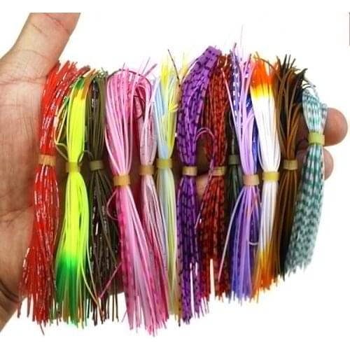 10 Bundles 13cm Barred Color Silicone Skirts Legs Pearl Flake DIY Spinner Bait Squid Rubber Thread Fly Tying Materials