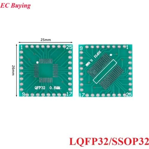 LQFP32 SSOP32 FQFP32 TQFP32 Transfer Board Adapter PCB Pinboard SMD to DIP32 DIP Pin IC Test Plate 0.8mm Pitch Converter Socket