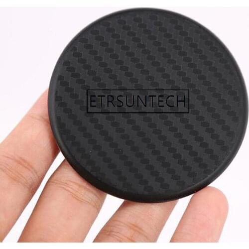 100sets Silicone Black Cup Mat Car Auto Water Cup Slot Non-Slip Carbon Fiber Look Mat Accessories