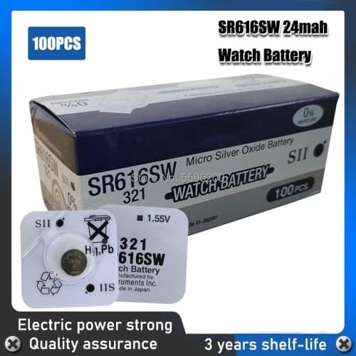 100pc FOR SEIZAIKEN 100% Original 321 SR616SW 1.55V Silver Oxide Watch Battery SR616SW 321 Button Coin Cell MADE IN JAPAN