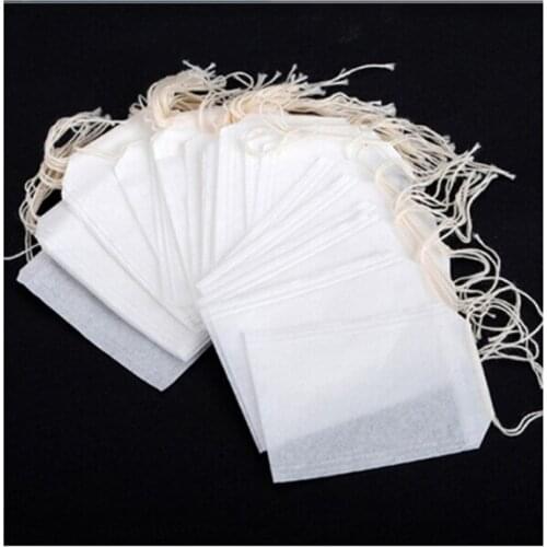 100pcs Empty Teabags Environmental food grade filter paper String Heat Seal Herb Loose Tea Bag 5.5 x 7cm