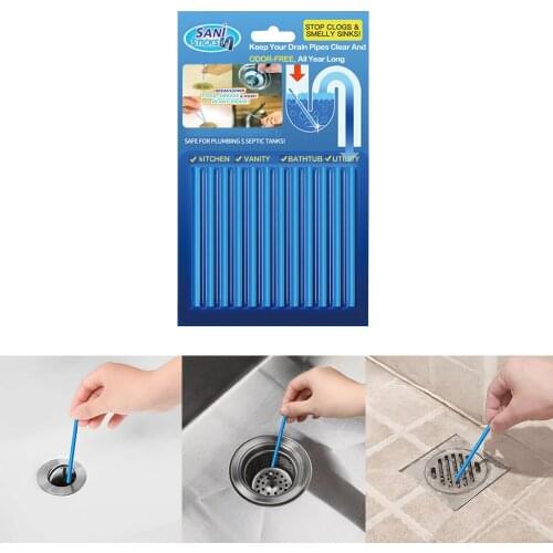 12Pcs/set Drain Toilet Pipe Cleaner Sink Clogging Remover Tools Household Merchandises Air Cleaner Home Cleaning Hair Clearing