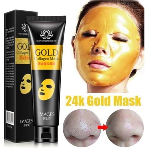 24K Gold Collagen Face Mask Moisturizing Oil-control Deep Cleansing Blackhead Remove Peel Off Facial Mask Skin Care Shrink Pore