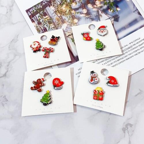 3PCS Christmas Brooch Pin Cute Cartoon Santa Hat Sock Tree Elk Snowman Brooch Holiday Brooch for Women Girls Jewellery Gift