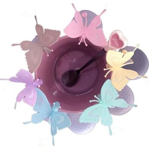 50pcs Butterfly Tea Bags Strainers Silicone Teaspoon Filter Infuser Silica Teabags