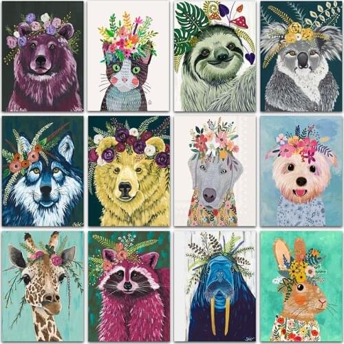 5D DIY Diamond Painting Kit Paint Cartoon animal dog cat tiger rabbit giraffe Full Square&Round embroidery mosaic Cross stitch
