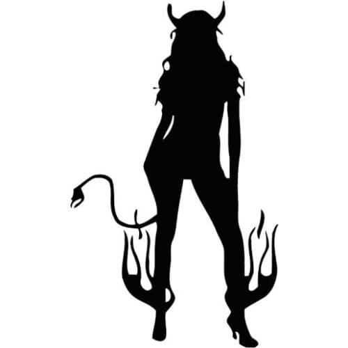 7.4*12.4CM Evil Demon Walk On Fire Excellent Quality Vinyl Decal Black/Silver Car Sticker Popular Fashion Style C20-0819