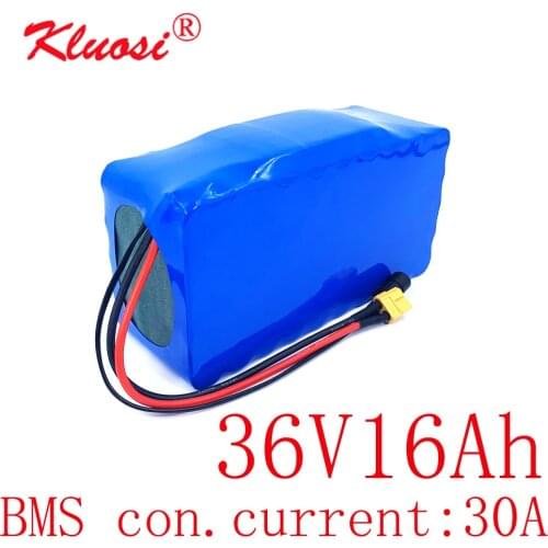 KLUOSI 10S5P 36V 16Ah 250W~1000W 36V Battery with 30A BMS 42V Lithium Battery Pack for Ebike Electric Car Bicycle Motor Scooter