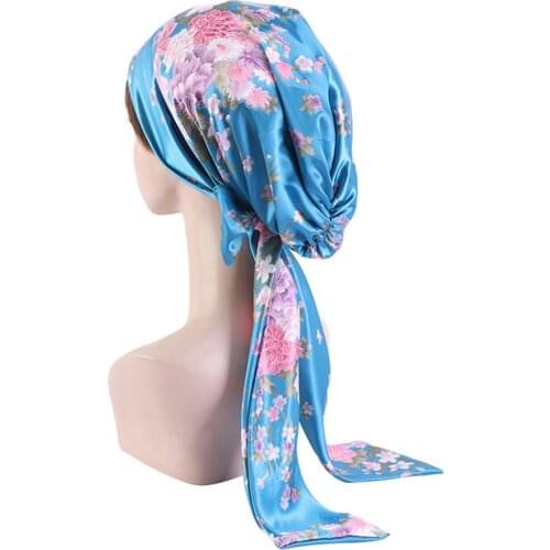Satin Bow Turban comfortable headscarf sleeping Bonnet womens head wrap cap