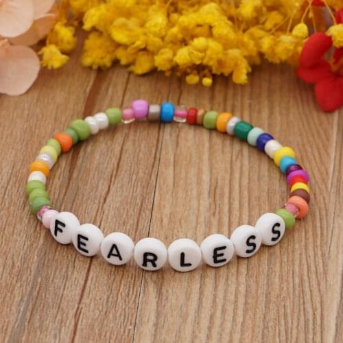 Personality Letter Rainbow Bracelet Glass Rice Bead Small Bracelets Bohemian Ladies Summer Fashion Retro Hers Beaded Accessories
