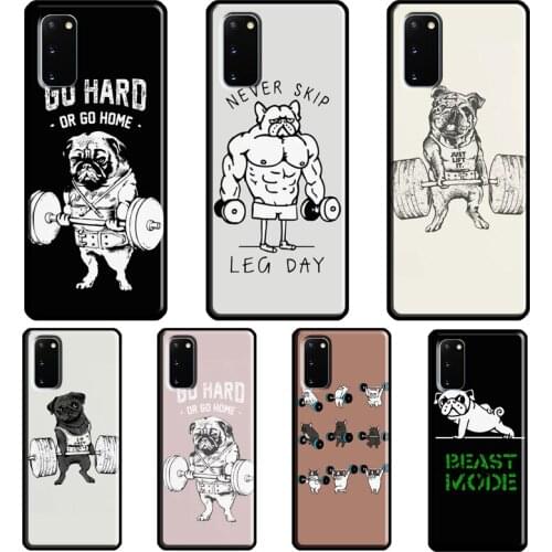 Funny Pug Lift Gym Case For Samsung Galaxy S10 S9 S8 Note 10 Plus Note 20 Ultra S20 FE S21 Ultra Phone Cover