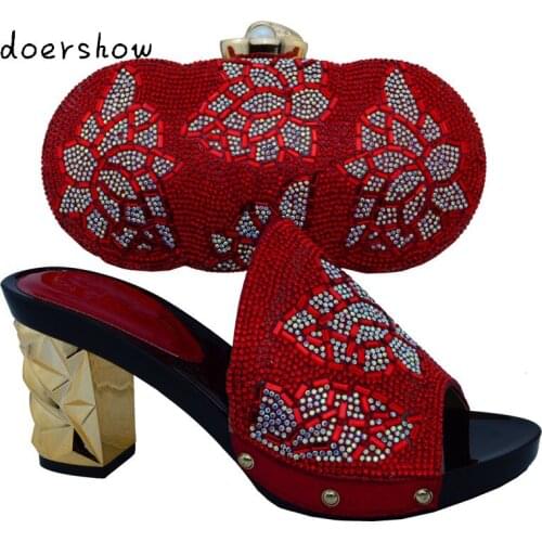Doershow2016 Shoes And Bags To Match,Ladies Shoes For Wedding/Party With gold High Quality Shoes And Bag Set For Party ! !HJT1-1