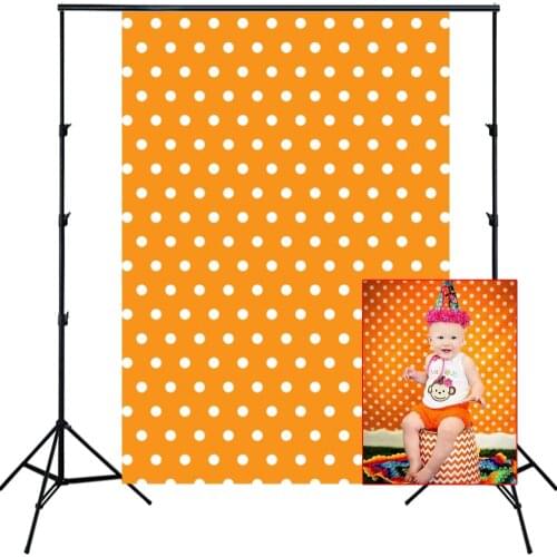 HUAYI Photography Backdrop Orange Polka Dots Photo Booth Background Customize Newborns Child Birthday Studio Backdrop Z-13
