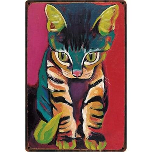 [ Kelly66 ] Cats Metal Sign Tin Poster Home Decor Bar Wall Art Painting 20*30 CM Size y-2175
