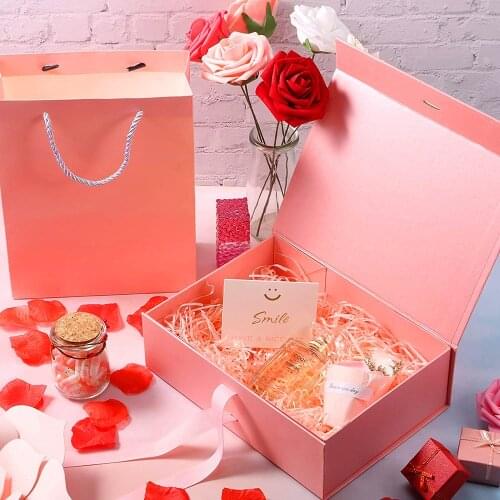 Satin Ribbon Box Collapsible Gift Box With Magnetic Closure Wedding Baby Shower Party Gifts For Guests Cardboard Packaging Box