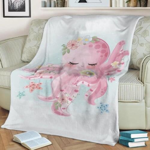 Beautiful octopus Flannel Throw Blanket 3D Printed Keep Warm Sofa Child Blanket Home Decor Textiles Dream Family Gift