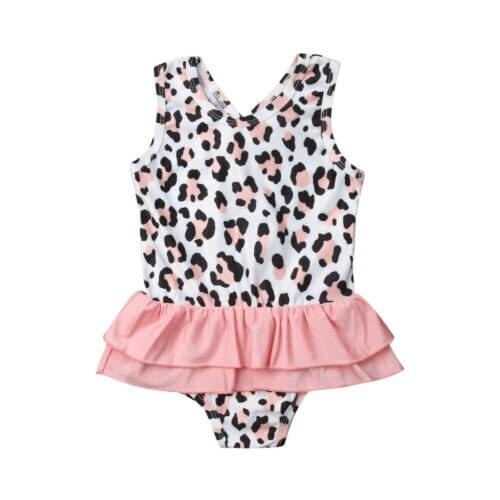 Toddler Baby Girls Leopard print Swimsuit Swimwear Bathing Suit Beach Costume