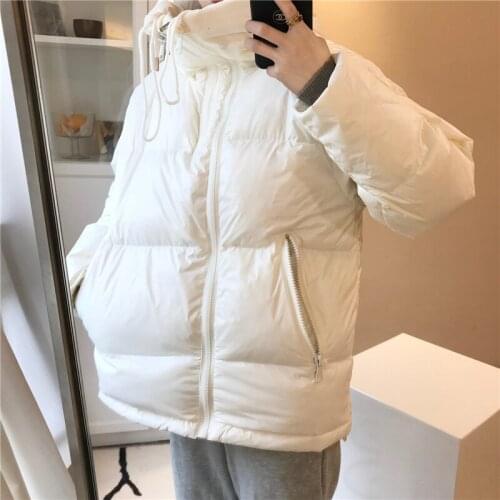 Womens fashionable double zipper hooded white duck down jacket ladies jacket